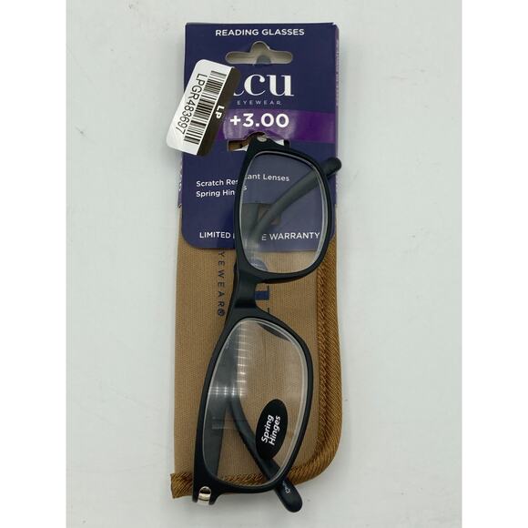ICU Eyewear Henderson Black Reading Glasses Readers with Case +3.00 - Picture 6 of 14